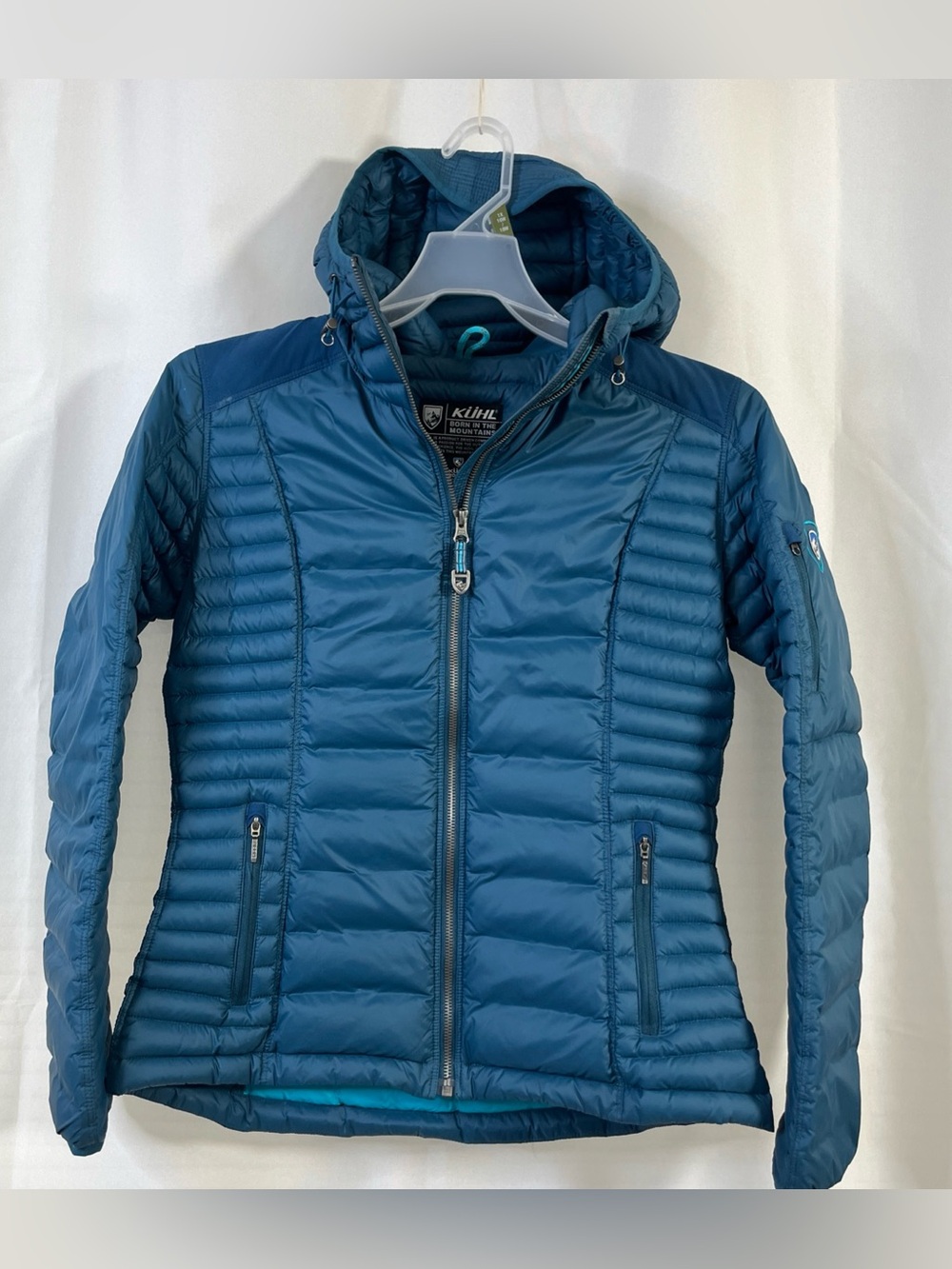 Kuhl Spyfire Lightweight Hoody Womens Blue 800-Fill power Goose Puffer Jacket S